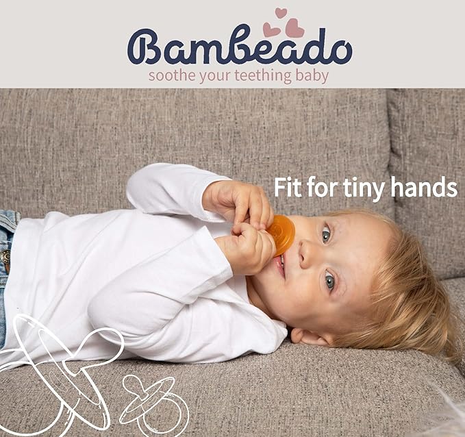 PaciBamber - Natural Pacifier and Baby Teething Toy Amber Oil Pacifier, Special Baltic Amber with Natural Rubber BPA-Free and Soft for Sore Gums, Baby Pacifiers 6-12 Months (PaciBamber-2unit)