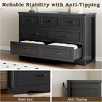 7-Drawer Dresser for Bedroom, Modern Wooden Chest of Drawers with Metal Handles, Anti-Tipping Design, Sturdy and Stable Storage Organizer for Living Room, Entryway, Home Office