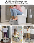 MR.SIGA Toilet Stool Squat Adult, Bathroom Stool Heavy Duty, Anti Slip Toilet Step for Bathroom, Toddler Step Stool for Kids, Light Gray & Dark Gray