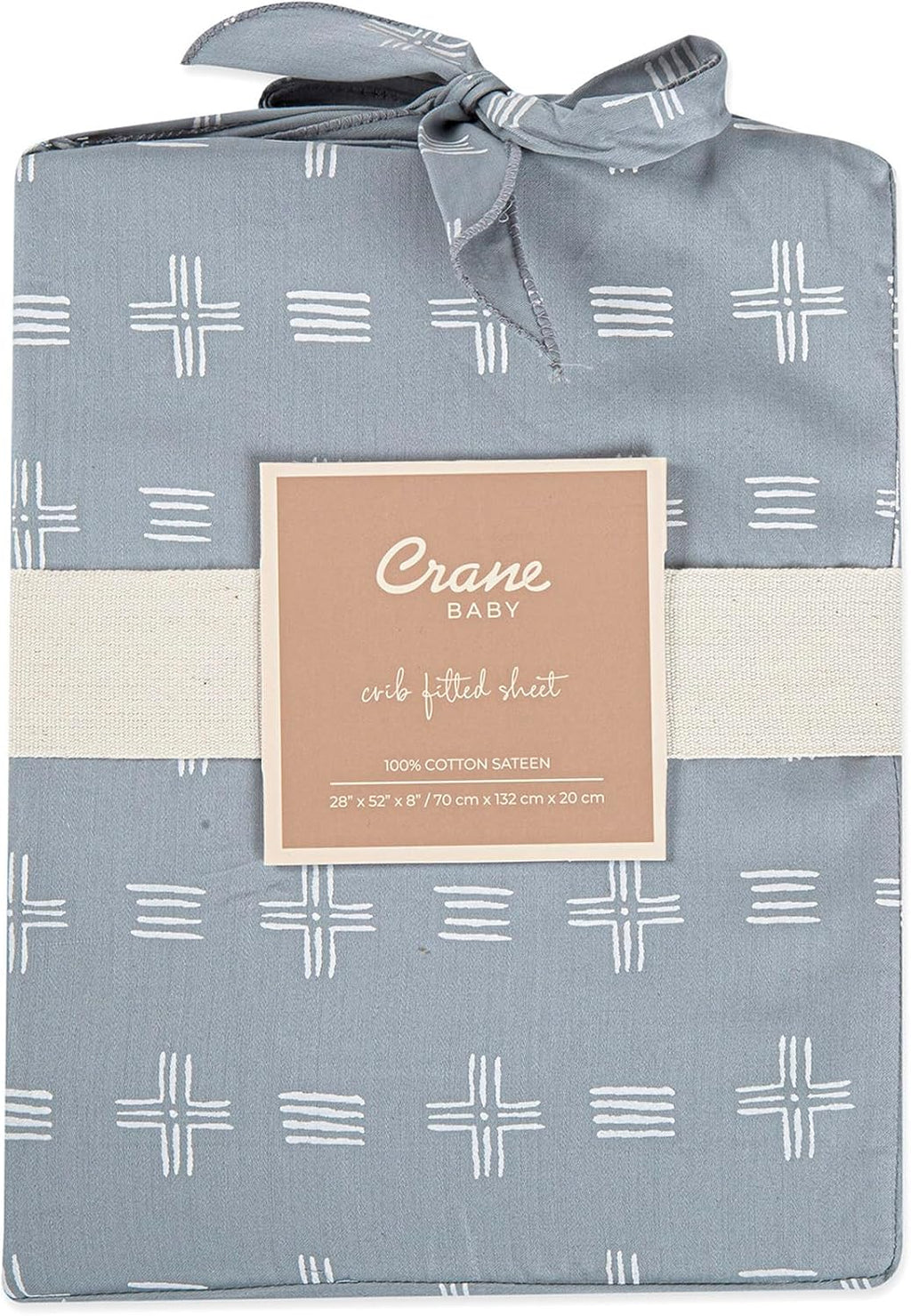 Crane Baby Soft Cotton Crib Mattress Sheet, Fitted Sheet for Cribs and Toddler Beds, Blue River Dash, 28”w x 52”h x 9”d