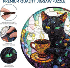 Reouinty Wooden Puzzle for Adults, Black Cat Wooden Jigsaw Puzzles(11.2 * 11.2in-200pcs), Unique Animal Shape Wood Cut Puzzles Best Gift for Adults and Kids Family Game