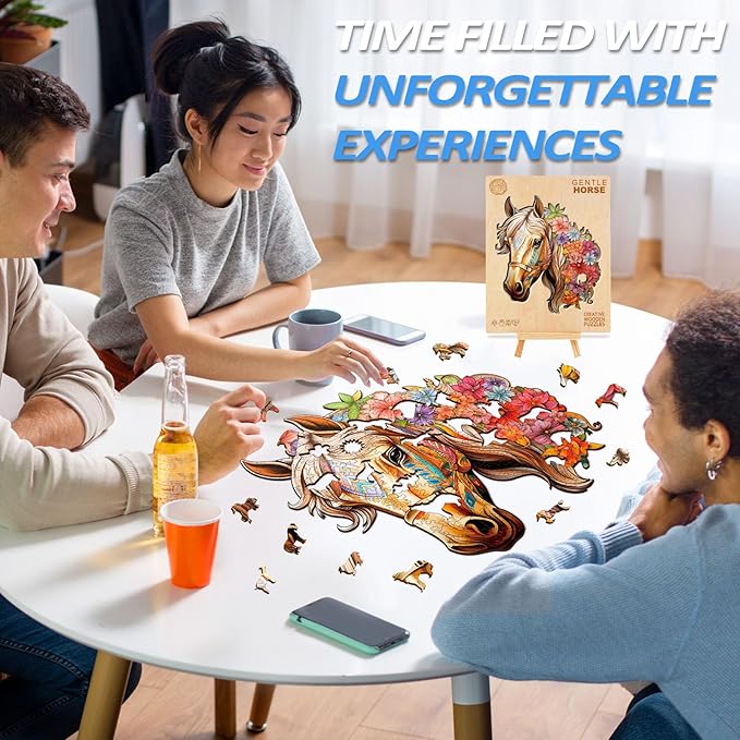Wooden Puzzles for Adults, Wood Horse Puzzle, Unique Gifts for Men Women, Adult Puzzles (S-8.5 * 8.1in 100pcs)
