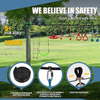Slsy 60FT Ninja Warrior Obstacle Course with 10 Obstacles, Ninja Slackline Kit for Kids, Durable Playset Equipment for Boys & Girls with Monkey Bar, Swing, Climbing Ladder & Net