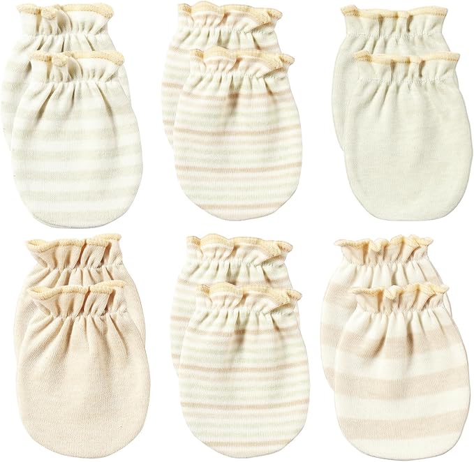 Newborn Mittens No Scratch 100% Cotton Mitts Boy Girl baby mittens 0-6 months 6 Pack
