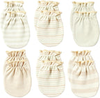 Newborn Mittens No Scratch 100% Cotton Mitts Boy Girl baby mittens 0-6 months 6 Pack