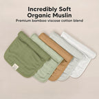 5-Pack Cotton Muslin Burp Cloths Baby Girls, Boys - Soft & Absorbent Spit Up Burp Rags, Large Muslin Towel, Cotton Wash Cloths for Babies, Newborn, Infant, No Shrink, Durable, Neutral (Pine)