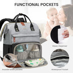 LOVEVOOK Diaper Bag Backpack, Baby Bag with Changing Station, Large Diaper Backpack for Moms Dads, Waterproof Leather Accents Baby Boy and Girl Bag for Travel Baby Essentials