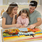 Elegant Wood Grain 2-in-1 Rotating & Tilting Puzzle Board 1500 Pieces, 36"x26" Wooden Board with Drawers, Lazy Susan Base, Cover, Storage Trays & Handle, Gift for Adults & Seniors