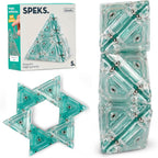 Speks Geode Pyramid 12-Piece Building Set - Aqua - Fun Desk Toy for Adults
