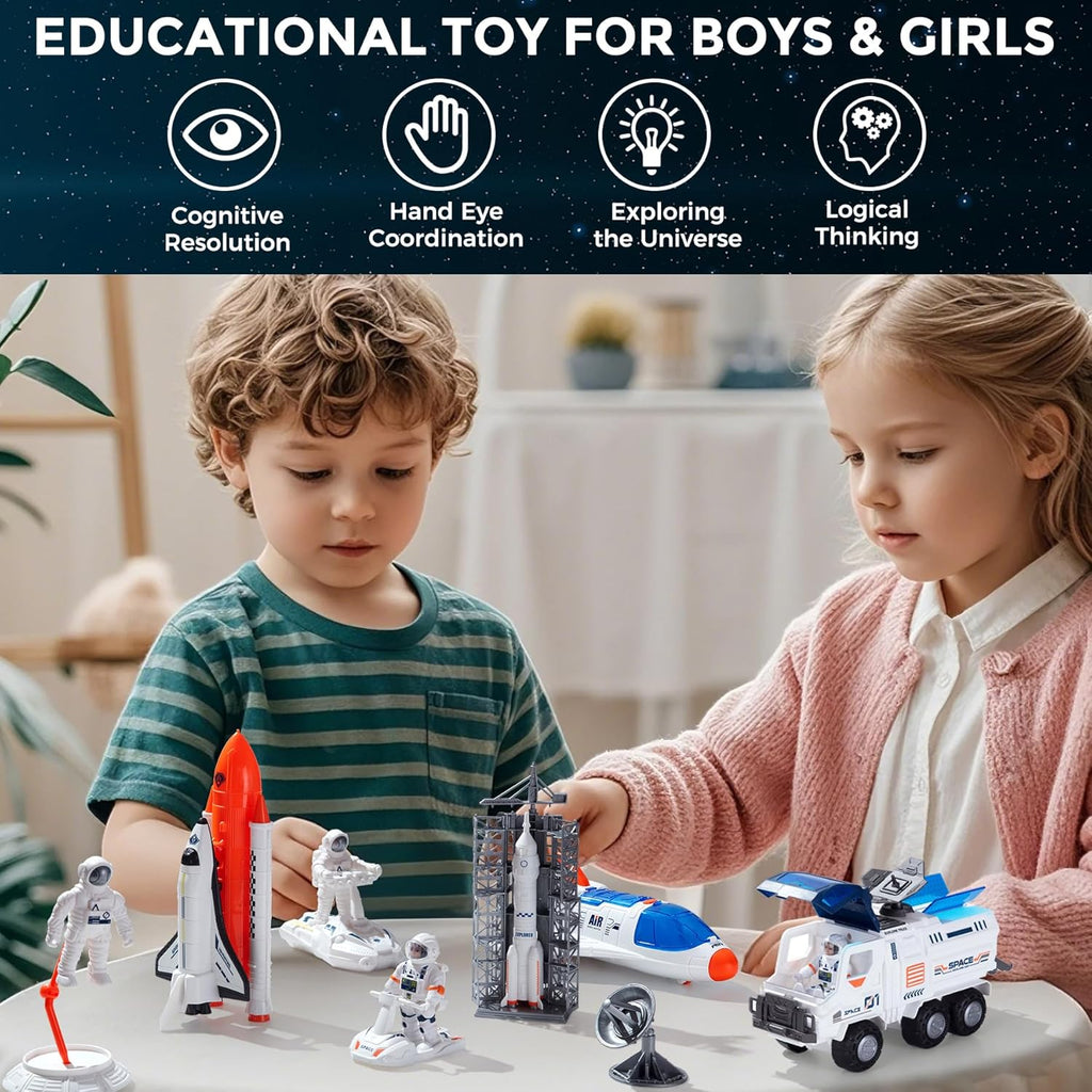 Large Space Exploration Astronaut Kids Toy, Rocket & Shuttle with Light/Sound & Spray Effects, Outer Space Playset Series
