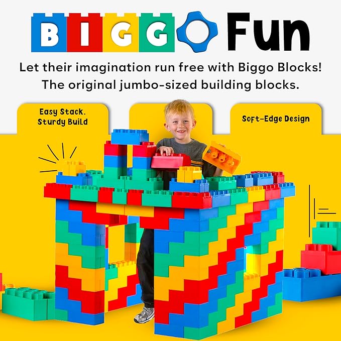 Big Blocks for Kids Ages 4-8 — Indoor & Outdoor Blocks for Kids Games — Large Building Blocks (48 pc) Learner Set