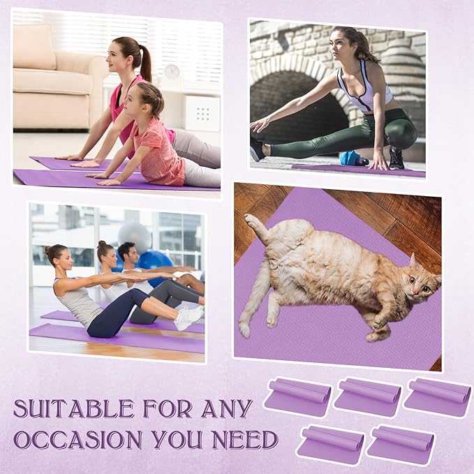 10 Pack Yoga Mats Bulk, 68'' x 24'' x 4mm Thick Yoga Mats for Kids and Adult Gym Mats Bundle Latex Free Exercise Mats with Non Slip Texture for Outdoor Yoga, Pilates or Workout
