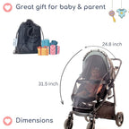 Stroller Sun Shade - Universal UV Protection Cover for Strollers Sunshade with See Through, Clip-On Sun Blocker, Sun Shield for Baby, Breathable Adjustable Fit, Full Coverage, Large