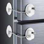 2 Pack Refrigerator Lock with Sticky Adhesive Pads, Child Proof Refrigerator/Fridge/Freezer Door Lock for Toddlers and Kids, Baby Safety Locks for RV Refrigerator, Cabinets and Drawers, Oven (Patent)