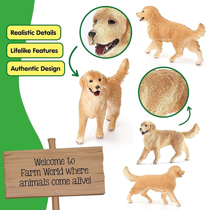 Schleich Farm World, Farm Animal Toys for Kids and Toddlers, Golden Retriever Toy Dog Figurine, Ages 3+