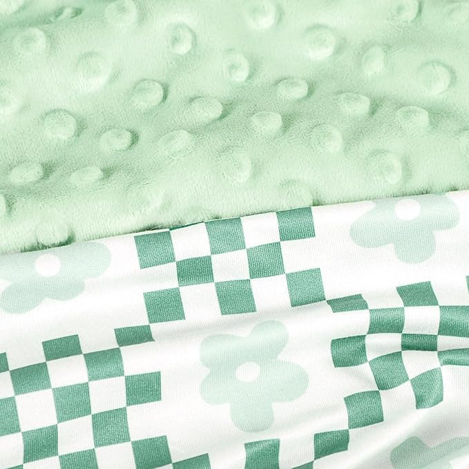 Pea Pod Minky Nursing Pillow Cover 2 Pack, Removable Nursing Cover for Breastfeeding Pillows, Soft and Comfortable Pillow Slipcover for Baby Girls Boys Newborn, Green& Checkered