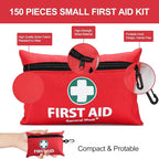 General Medi Mini First Aid Kit, 150 Piece Small First Aid Kit - Includes Emergency Foil Blanket, Scissors for Travel, Home, Office, Vehicle, Camping, Workplace & Outdoor (Red)