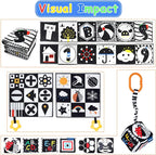 KUANGO 3 PCS Black and White High Contrast Baby Toys Newborn Toys 0-6 Months, Visual Stimulation Sensory Soft Book, Infant Tummy Time Toys 0-3-6 Months Baby Gifts