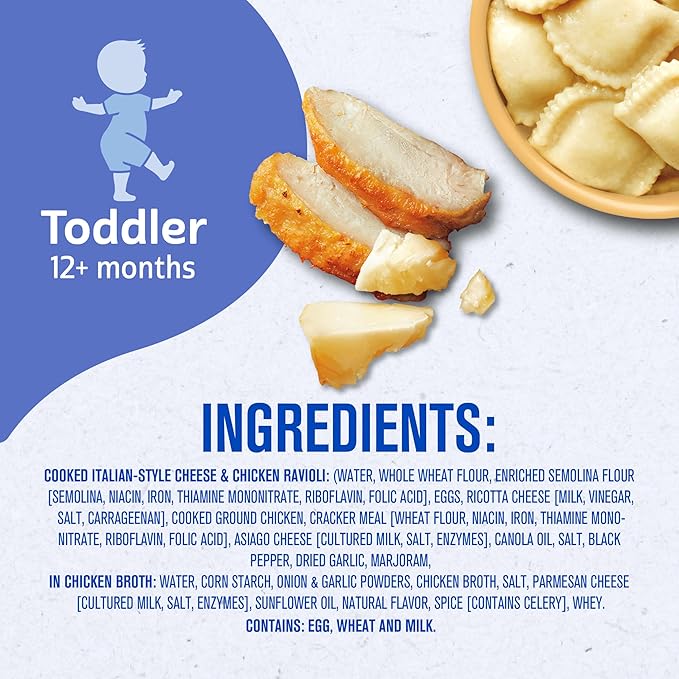Gerber Toddler Food, Italian-Style Cheese & Chicken Ravioli Pick-Ups, 8PK