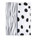 Crib Sheet Set | Toddler Sheet Set 2 Pack 100% Jersey Cotton Black and White Abstract Stripes and Dots
