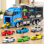 Toddler Boys Toys for 3 4 5 6 Years Old, Truck Vehicle Set with Play Mat and Die-Cast Toy Car, Transport Carrier Truck for Kids, Birthday Gifts Toys for 3 4 5 6 7 8+ Year Old Boys