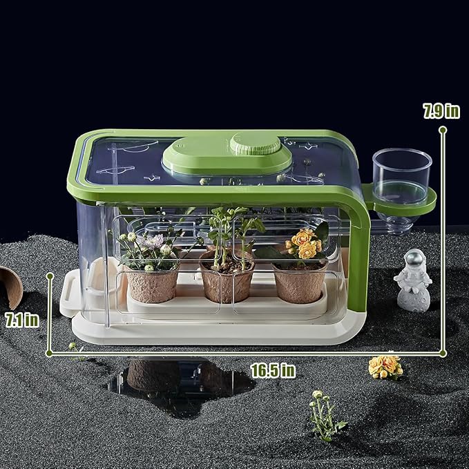 Kids Plant Growing Kit, Kids Gardening Greenhouse Growing Kit with Drip Irrigation and Grow Lights, Science STEM Toys Terrarium Kit for Boys Girls 3 4 5 6 7 8 Year Old,Kids Flower Growing Kit