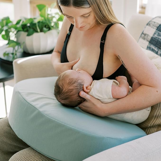 Dr. Brown's Feeding and Nursing Lap Support Pillow with Cover, Premium Memory Foam, Responsive Firm Support, Storm Green