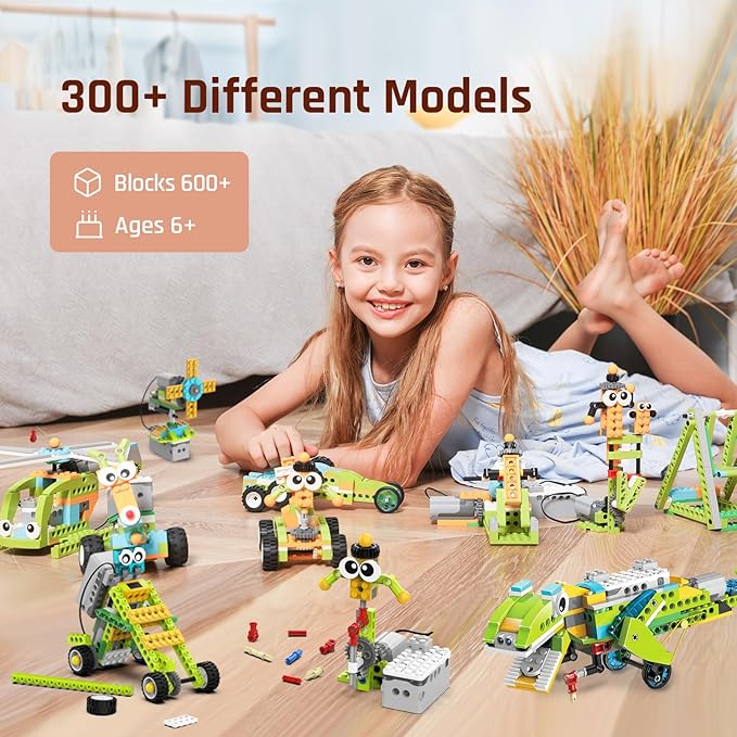 Coding Robot Kit for Kids Ages 6+, 200+ in 1 APP Control Dinosaur Robot Toy, Educational Scratch Program Robotic Kit with 47 Video Courses,Birthday Children's Day Gift for Boys Girls(600 Blocks)