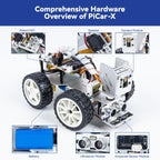 SunFounder PiCar-X AI Video Robot Car Kit with Raspberry Pi Zero 2 W+32G TF Card, ChatGPT-4o Enabled with Video Recognition, Python, Scratch, Camera, Mic, Rechargeable Batterry