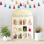One Year Of Photo Board My First Year Milestone Board 12 Monthly Picture Frame Baby's First Year Wood Photo Board Acrylic Mirror Letters 1st Birthday Decoration Baby Keepsake Gift (2" x 3" photos - Wallet Size)