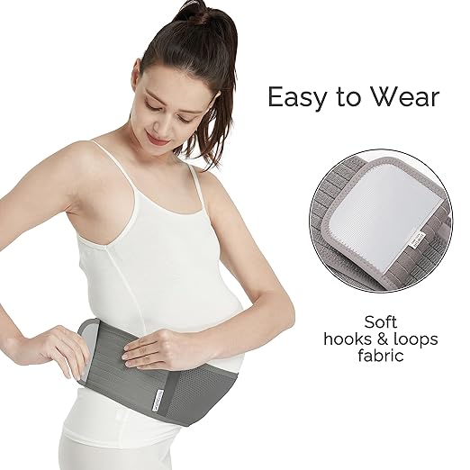 NeoTech Care Adjustable Maternity Belt - Light and Breathable Pregnancy Belly Support Band for Pregnant Women (Grey, Regular Size)