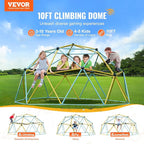 VEVOR Climbing Dome, 10FT Geometric Dome Climber with Hammock and Swing, Jungle Gym Supports 750LBS and Easy Assembly for Kids 3 to 10 Years Old, with Climbing Grip, Outdoor Backyard Play Equipment