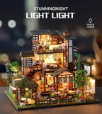 Spilay Miniature Dollhouse Miniature House Kit,DIY Kit Mini Modern Villa Model with Music Box ，Best Christmas Birthday Gift.(Bamboo Spring Courtyard)