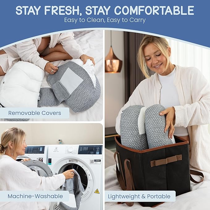 Plus Sized Pregnancy Pillow for Sleeping - Belly, Hip, Back Support for Pregnant Women -Maternity Wedge Pillow for Reducing Pregnancy Fatigue- Adjustable and Washable