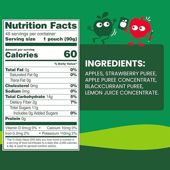 GoGo squeeZ Applesauce and Fruit Puree, Apple Strawberry, 3.2 oz (Pack of 48), Unsweetened Fruit Snacks for Kids, Gluten Free, Nut Free, Recloseable Cap, BPA Free Pouches (Packaging May Vary)