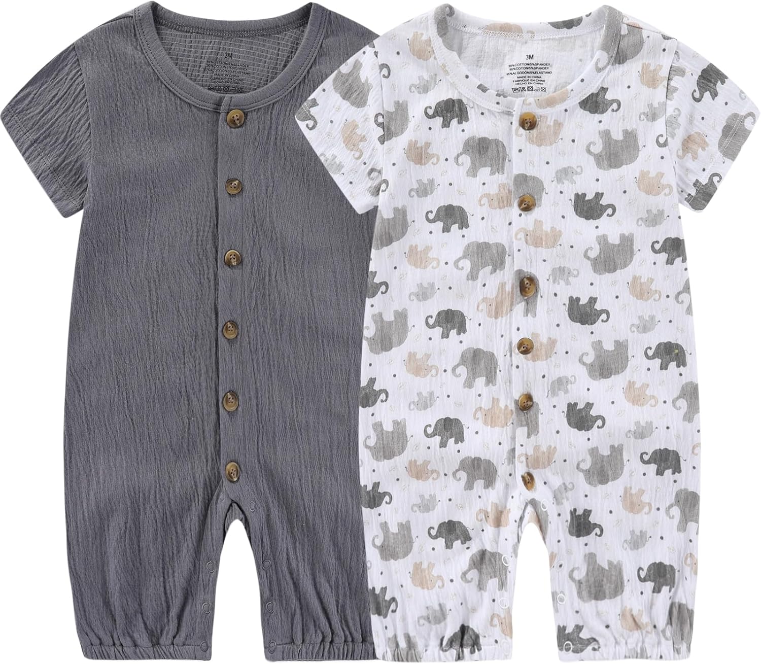 Baby Girl Romper Button Jumpsuit Summer Infant Boy Clothes for 0-24 Months