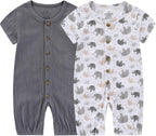 Baby Girl Romper Button Jumpsuit Summer Infant Boy Clothes for 0-24 Months