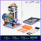 Cyberpunk Floating-Train-Station Lighting-Building-Bricks Set - Cyberpunk City Future Levitation Train Station Street View Collection LED Light Model 2760 Pcs for Adults and Sci-fi Lovers