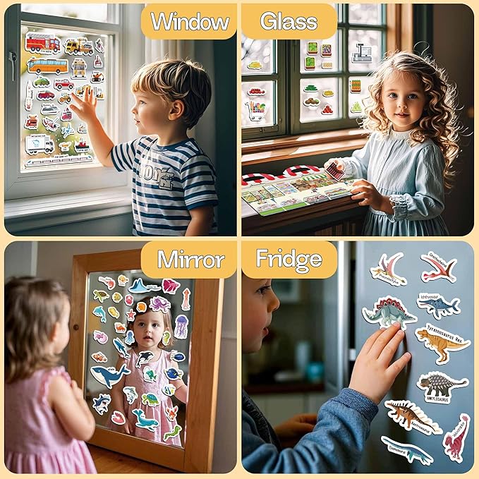 6 Sets Reusable Sticker Books for Toddlers, Jelly Sticker Books for Toddlers, Toddler Travel Toys for Kids 3 4 5 Year Old Girls Boys