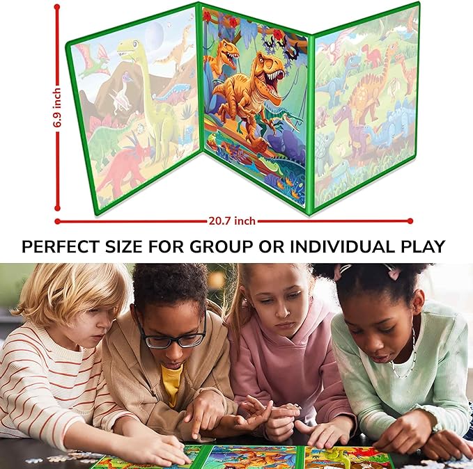QUOKKA Travel Magnetic Puzzles for Toddlers 3 – 30+Pcs Dino Game with Extra-Long Play Book – Fun Travel Game Toy for Kids Ages 3-5 – Strong Magnets for Car Activities – Fun Toddler Puzzle Ages 3-4