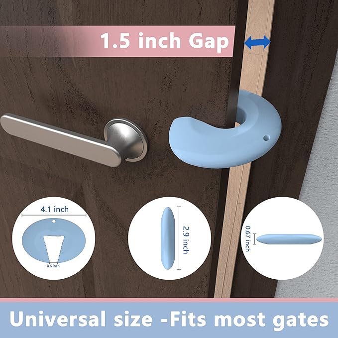 Door Pinch Guard and Door Slam Stopper, Durable Silicone Door Finger Pinch Guard, Prevents Finger Pinch Injuries, Slamming Doors, Door Safety for Kids, 4 Packs Blue Basic.