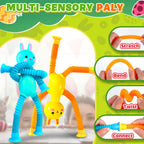 Sensory Travel Toys Easter Basket Stuffer Gift for Toddlers Kid Boy Year Old Ages 3+, Airplane Activities Suction Autism Pop Tube Fidget Toys Autistic Items Valentine for Kids (4pc-Rabbit)