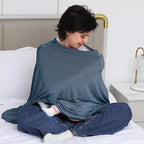Nursing Cover for Breastfeeding, 360°Full Coverage Nursing Poncho, Rayon Soft & Breathable Breastfeeding Cover up (Smooth Rayon, Blue)