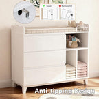Baby Changing Table Top, Multi-Functional Nursery Changing Table, 4 Drawers with 2 Open Shelves, Bedroom, White