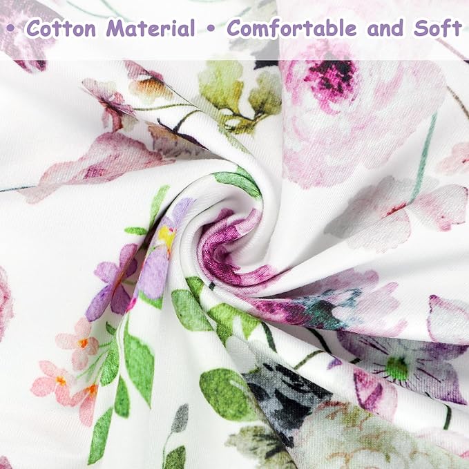 GFU Nursing Pillow Cover for Boys and Girls, Breastfeeding Pillow Case for Newborn, Soft Baby Breastfeeding Pillow Slipcover Colourful Purple Flowers, Stretchy Feeding Cover (Cover Only)