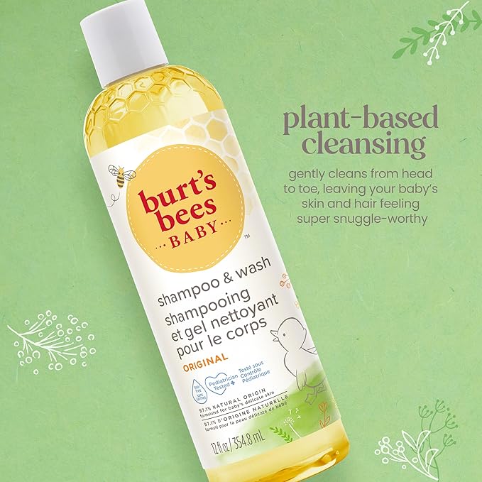 Burt's Bees Baby Shampoo & Wash, Tear Free Soap, Baby Care, Original,12 Ounce (Pack of 3)