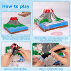 Volcano Science Kit - 6 Rocks Gemstone Excavation Kit, Dinosaur Fossil Digging Kit for Kids，Erupting Volcano Toy Rock Collections STEM Toys Gift for Boys & Girls