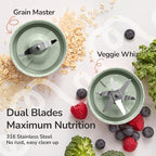 Bubble Blender, Baby Food Maker & Puree Blender with 2 Borosilicate Glass Cups, Compact Baby Bullet for Smoothies, Hands-Free One-Touch, 200W Motor, Sage
