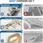 BlueWood 10-in-1 Pikler Triangle Set, Toddler Climbing Toys Indoor, Montessori Climber, Baby Jungle Gyms with Arch, Extra Rope Ladder & Footprint Balance Beam - Grey Twilight