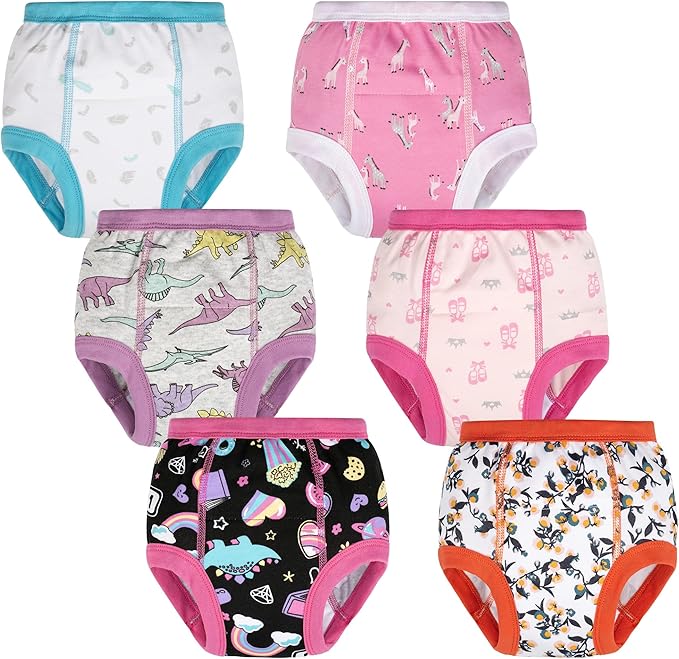 BIG ELEPHANT 6-Pack Potty Training Pants – 100% Cotton Absorbent Toddler Underwear for Boys and Girls (12M-10Y)
